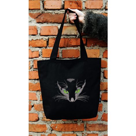 Torba haftowana - shopper z kotem i monogramem "Kot Bonifacy" - 3