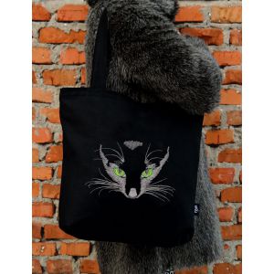 Torba haftowana - shopper z kotem i monogramem 