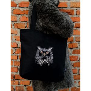 Torba haftowana - shopper z sową i monogramem 